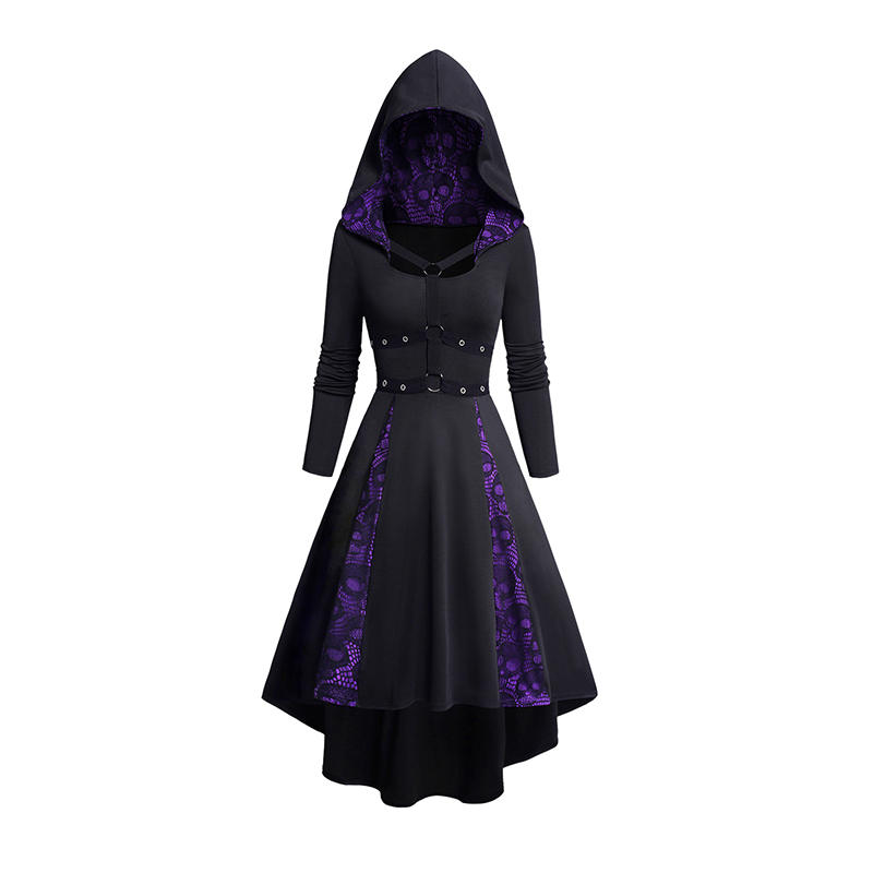 Gothic Skull Ring - Robe à capuche à manches longues